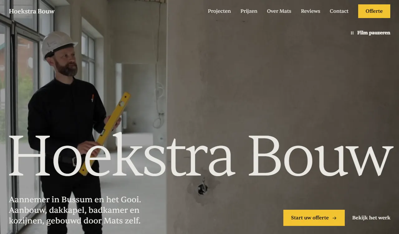 Demosite Hoekstra Bouw op een laptop