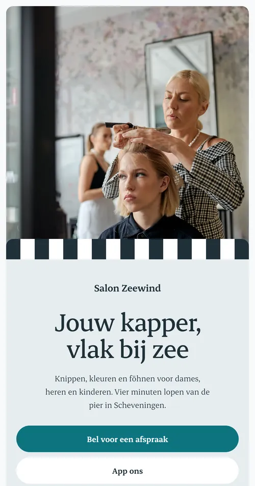 Telefoonscherm van demosite Salon Zeewind