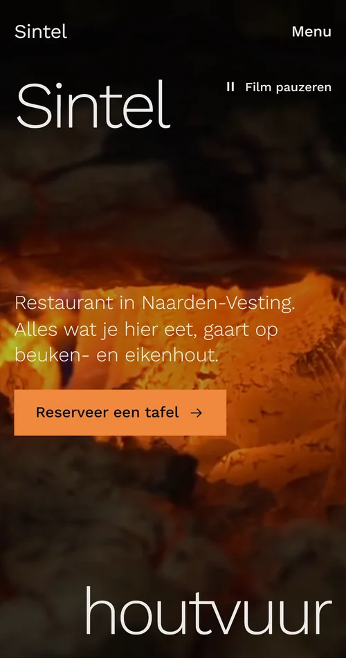 Telefoonweergave van Compleet voor Sintel, een verzonnen restaurant
