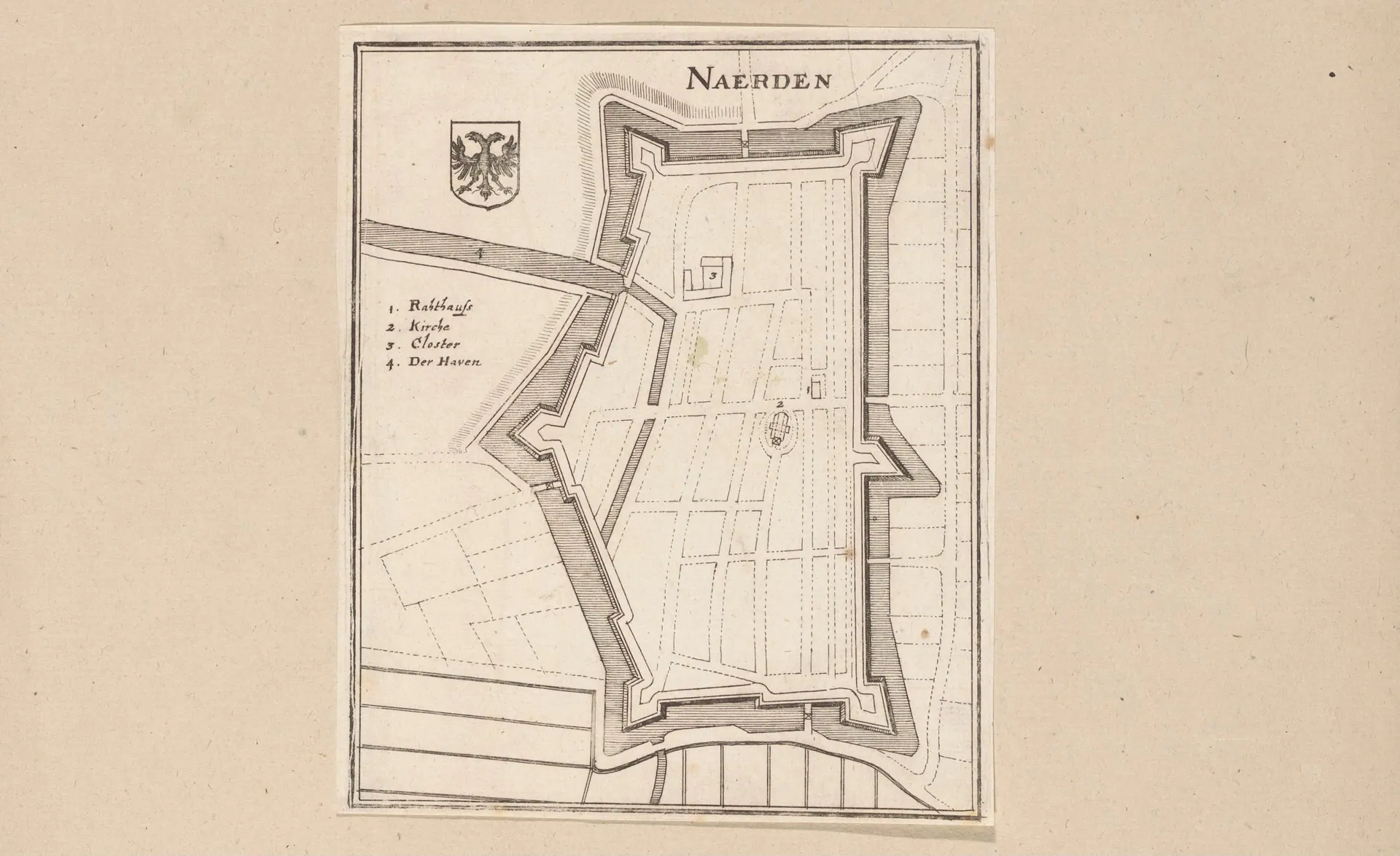 Kaart van de vesting Naarden uit 1654